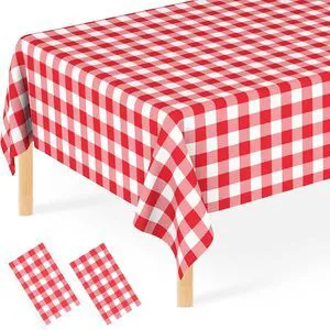 2 Pcs Red Gingham Tablecloth, Disposable Plastic Red Checkered Table Cloth, Red & White Plaid Table Cover for Outdoor Picnic, Wedding, Baby & Bridal Shower, Birthday Party (54 x 108 Inch) 2 Pcs Red Gingham Tablecloth, Disposable Plastic Red Checkered Table Cloth, Red & White Plaid Table Cover for Outdoor Picnic, Wedding, Baby & Bridal Shower, Birthday Party (54 x 108 Inch)
