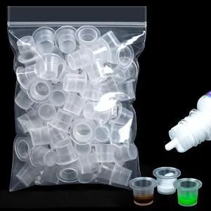 Plastic Tattoo Ink Caps - 100PCS Small Ink Cups Tattoo Non-Spill Plastic Tattoo Ink Caps - 100PCS Small Ink Cups Tattoo Non-Spill