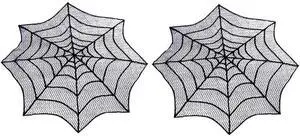 2Pcs Halloween Tablecloth Lace Spiderweb Table Cloth, 30-Inch Centerpiece Round Table Topper for Halloween Decorations Festive Party Supplies 2Pcs Halloween Tablecloth Lace Spiderweb Table Cloth, 30-Inch Centerpiece Round Table Topper for Halloween Decorations Festive Party Supplies