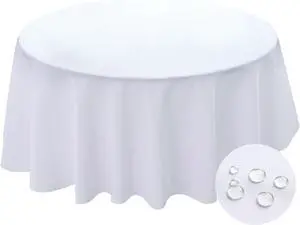 Table Cloth Round 60 Inch Tablecloth Fits Max50 Inch Diameter Top,White Washable Outdoor Winkle and Stain Resistant Spillproof Polyester Tablecloths for Round Tables Party Cover Table Cloth Round 60 Inch Tablecloth Fits Max50 Inch Diameter Top,White Washable Outdoor Winkle and Stain Resistant Spillproof Polyester Tablecloths for Round Tables Party Cover