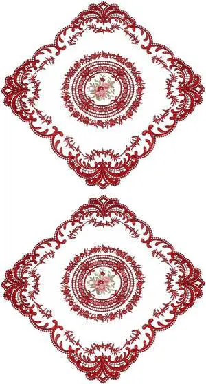 2Pack Retro Lace Placemat 12x12-in Square Embroidered Table Place Mats French Crochet Doilies Coasters Cup Mat for Home Wedding, Wine Red 2Pack Retro Lace Placemat 12x12-in Square Embroidered Table Place Mats French Crochet Doilies Coasters Cup Mat for Home Wedding, Wine Red