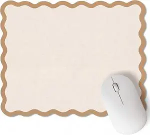 Cute Scalloped Mouse Pad Non-Slip Mousepad 9.8x7.9in,Beige Cute Scalloped Mouse Pad Non-Slip Mousepad 9.8x7.9in,Beige