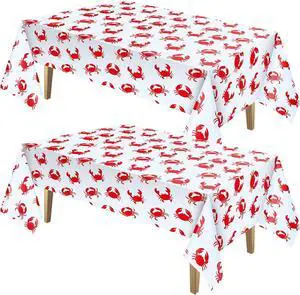 2 Pcs Crab Tablecloth 54x108 Inch Plastic Party,Red Crabs Style 2 Pcs Crab Tablecloth 54x108 Inch Plastic Party,Red Crabs Style