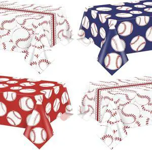 4 Pcs Baseball Tablecloths, Disposable Party Decorations 4 Pcs Baseball Tablecloths, Disposable Party Decorations