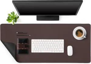 Genuine Leather Desk Mat Large Desk Pad 35.4 x 15.7 Inch Non Slip Leather Table Protector with Stitched Edges and Rubber Base Brown Stylish Laptop Mat Smooth Writing for Workspace Home Office Genuine Leather Desk Mat Large Desk Pad 35.4 x 15.7 Inch Non Slip Leather Table Protector with Stitched Edges and Rubber Base Brown Stylish Laptop Mat Smooth Writing for Workspace Home Office