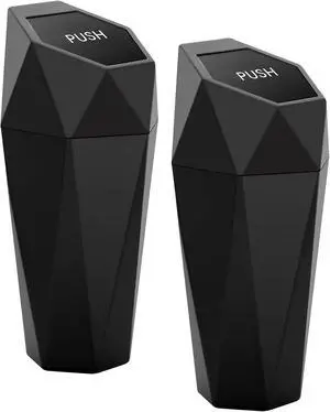 2 Pack Car Trash Can with Lid, Cup Holder Garbage Can for Car, Garbage Bin Cars Accessories for Interior, Leakproof Small Trash Bin, Mini Trash Can for Cars, Home, Bedroom, Office (Black) 2 Pack Car Trash Can with Lid, Cup Holder Garbage Can for Car, Garbage Bin Cars Accessories for Interior, Leakproof Small Trash Bin, Mini Trash Can for Cars, Home, Bedroom, Office (Black)