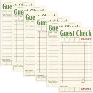 Guest Checks Books for Servers, Natural Color Paper, 6 Pack Green Guest Checks Books for Servers, Natural Color Paper, 6 Pack Green