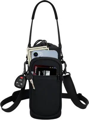 Crossbody Water Bottle Holder with Strap, Phone Pocket(Black, 32.0, Ounces) Crossbody Water Bottle Holder with Strap, Phone Pocket(Black, 32.0, Ounces)