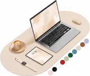 Desk Mat, 31.5" x 15" Oval PU Leather Non-Slip Desk Pad Large Mouse Pad for Desktop, Waterproof Countertop Protector Writing Mat for Office, Home, Gaming, Vanity, Beige Desk Mat, 31.5" x 15" Oval PU Leather Non-Slip Desk Pad Large Mouse Pad for Desktop, Waterproof Countertop Protector Writing Mat for Office, Home, Gaming, Vanity, Beige