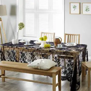 Black Lace Tablecloth 60 × 120 Inch for Rustic Boho Wedding Bridal Shower Party Decoration, Classy Rectangle Overlay Long Vintage Embroidered Reception Table Cloth Decor Black Lace Tablecloth 60 × 120 Inch for Rustic Boho Wedding Bridal Shower Party Decoration, Classy Rectangle Overlay Long Vintage Embroidered Reception Table Cloth Decor