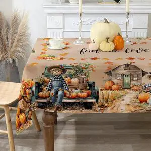 Fall Tablecloth 60x84 Inch Rectangle - Scarecrow Fall Decor Fall Tablecloth 60x84 Inch Rectangle - Scarecrow Fall Decor