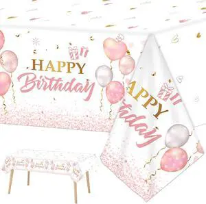3 Pieces Pink Rose Gold Tablecloth for Rose Gold Birthday Decoration Plastic Disposable Party Table Covers for Rectangle Tables Girl Women Parties Happy Birthday Wedding Party Favors, 54 x 108 Inches 3 Pieces Pink Rose Gold Tablecloth for Rose Gold Birthday Decoration Plastic Disposable Party Table Covers for Rectangle Tables Girl Women Parties Happy Birthday Wedding Party Favors, 54 x 108 Inches