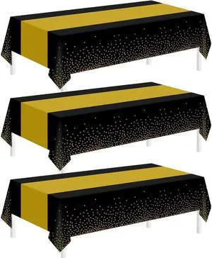 3 Pack Black and Gold Tablecloths for New Years Eve Party Supplies 3 Pack Black and Gold Tablecloths for New Years Eve Party Supplies
