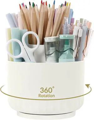 360 Degree Rotating Desk Organizer, Small Dual-Purpose Pencil Pen Holder for Desk, Rotating Pencil Cup with 5 Slots, Office Supplies, Desk Decor for Office, School, Home 360 Degree Rotating Desk Organizer, Small Dual-Purpose Pencil Pen Holder for Desk, Rotating Pencil Cup with 5 Slots, Office Supplies, Desk Decor for Office, School, Home