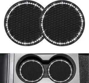 yousheng 2PCS Bling Car Cup Coaster, Universal Vehicle Bling Holder Insert,2.75 inch Rhinestone Anti Slip Silicone Insert,Suitable for Most Car Interior,Best Gift Car Bling for Women, Black, 2 Pack yousheng 2PCS Bling Car Cup Coaster, Universal Vehicle Bling Holder Insert,2.75 inch Rhinestone Anti Slip Silicone Insert,Suitable for Most Car Interior,Best Gift Car Bling for Women, Black, 2 Pack