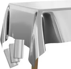 Silver Foil Table Cover 3pcs 54 X 108 Inch Rectangle Tablecloth Silver Foil Table Cover 3pcs 54 X 108 Inch Rectangle Tablecloth