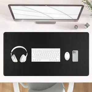 Black Leather Desk Pad Large Mouse Pad, 31.5"x15.7" Black Leather Desk Pad Large Mouse Pad, 31.5"x15.7"