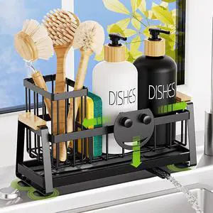 Sponge Holder for Kitchen Sink, Sink Caddy Organizer with Dish Brush Holder, Sink Organizer Rack with Suction Cups, Smiley Face Sponge Caddy Self Drain for Soap Dispenser Storage Accessories Sponge Holder for Kitchen Sink, Sink Caddy Organizer with Dish Brush Holder, Sink Organizer Rack with Suction Cups, Smiley Face Sponge Caddy Self Drain for Soap Dispenser Storage Accessories