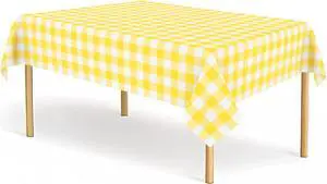 2 Pack Yellow and White Checkered Tablecloth Yellow Gingham Plastic Table Cloths for Parties Disposable 54x108 in Waterproof Rectangle Table Covers for Party Baby Shower Birthday Christmas Picnic 2 Pack Yellow and White Checkered Tablecloth Yellow Gingham Plastic Table Cloths for Parties Disposable 54x108 in Waterproof Rectangle Table Covers for Party Baby Shower Birthday Christmas Picnic