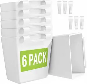6 Pack White Rolling Cart Accessories with 6 Hanging Cup Holder and 6 Hooks 6 Pack White Rolling Cart Accessories with 6 Hanging Cup Holder and 6 Hooks