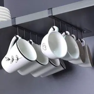 AliCH 2pcs Mug Hooks Under Cabinet Mug Holder Rack,Nail Free Adhesive Coffee Cups Holder Hanger for Cups/Kitchen Utensils/Ties Belts/Scarf/Keys Storage, Fit for 0.8inch Thickness Shelf or Less (Black) AliCH 2pcs Mug Hooks Under Cabinet Mug Holder Rack,Nail Free Adhesive Coffee Cups Holder Hanger for Cups/Kitchen Utensils/Ties Belts/Scarf/Keys Storage, Fit for 0.8inch Thickness Shelf or Less (Black)
