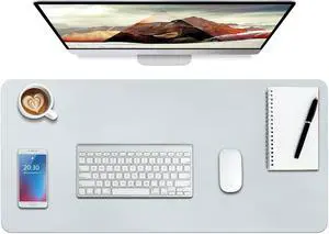 Leather Desk Pad Protector,Non-Slip Mouse Pad,Laptop Desk Pad,Office Mouse Mat,Waterproof Leather Desk Blotter,Desk Writing Pad for Office and Home (S-Silver,24"x 14") Leather Desk Pad Protector,Non-Slip Mouse Pad,Laptop Desk Pad,Office Mouse Mat,Waterproof Leather Desk Blotter,Desk Writing Pad for Office and Home (S-Silver,24"x 14")