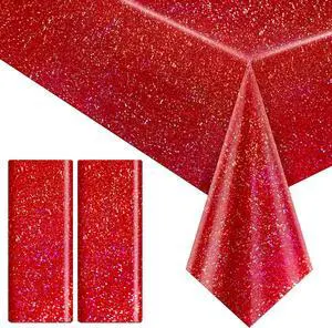 2 pcs Red Holographic Laser Tablecloths for Parties 40" x 108" Christmas Table Cloth Iridescence Shining Table Decoration For 4th July Graduation Patriotic Casino Night Theme Birthday Party Supplies 2 pcs Red Holographic Laser Tablecloths for Parties 40" x 108" Christmas Table Cloth Iridescence Shining Table Decoration For 4th July Graduation Patriotic Casino Night Theme Birthday Party Supplies