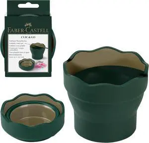 Clic & Go Artist Water Cup, Dark Green - Travel-Friendly Collapsible Brush Cleaner Tool with Brush Stand, Scalloped Rim, Non-Slip Base, Portable Palette & Rinser Clic & Go Artist Water Cup, Dark Green - Travel-Friendly Collapsible Brush Cleaner Tool with Brush Stand, Scalloped Rim, Non-Slip Base, Portable Palette & Rinser