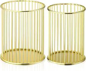 2 Sets Metal Pen Holder for Desk, Makeup Brushes Cup Holder, Pencil Holders, Pen cup, Home and Office Organizer, Gold 2 Sets Metal Pen Holder for Desk, Makeup Brushes Cup Holder, Pencil Holders, Pen cup, Home and Office Organizer, Gold