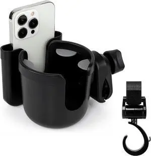 Wheelchair Cup Holder and Hook, 2-in-1 Walker Cup Holder Attachment, Universal Drinks Holder for Stroller, Scooter, Rollator, Walker, Wheelchair Accessory Wheelchair Cup Holder and Hook, 2-in-1 Walker Cup Holder Attachment, Universal Drinks Holder for Stroller, Scooter, Rollator, Walker, Wheelchair Accessory