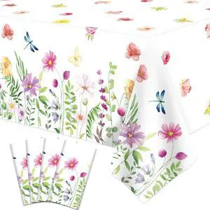 4 Pack SPring Floral Tablecloth Wild Flowers Table Cloth Plastic Spring Floral Table Cloth Flower Disposable Table Cover for Flower Wedding, Babyshower, Birthday Party Decorations 51 x 86 Inches 4 Pack SPring Floral Tablecloth Wild Flowers Table Cloth Plastic Spring Floral Table Cloth Flower Disposable Table Cover for Flower Wedding, Babyshower, Birthday Party Decorations 51 x 86 Inches