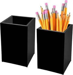 2 Pack Black Acrylic Pencil Pen Holder Cup,Desk Accessories Holder,Makeup Brush Storage Organizer,Modern Design Desktop Stationery Organizer for Office School Home Supplies,2.6x 2.6x 4 inches 2 Pack Black Acrylic Pencil Pen Holder Cup,Desk Accessories Holder,Makeup Brush Storage Organizer,Modern Design Desktop Stationery Organizer for Office School Home Supplies,2.6x 2.6x 4 inches