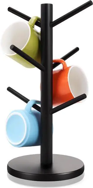 Wood Mug Holder Tree with 6 Hooks for Countertop Wood Mug Holder Tree with 6 Hooks for Countertop