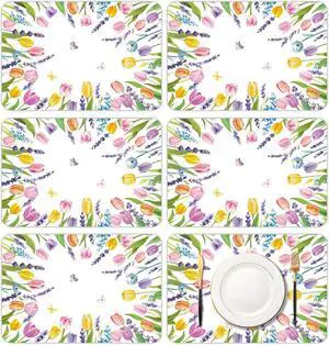 6 Pcs Colorful Tulip Placemats, 11x16 Inch Summer Floral Plastic Placemats Flower Lavender Tulip Washable Table Mats for Wedding Birthday Home Party Table Settings Supplies 6 Pcs Colorful Tulip Placemats, 11x16 Inch Summer Floral Plastic Placemats Flower Lavender Tulip Washable Table Mats for Wedding Birthday Home Party Table Settings Supplies