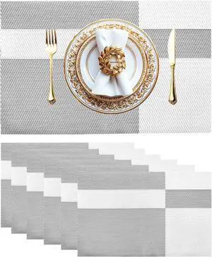 Placemats Set of 6 Vinyl Washable Placemats, 18"x12" Wipeable Heat-Resistant Non-Slip Easy Clean Table Mats Ideal for Dining Table Table Runner and Outdoor (6, White Square) Placemats Set of 6 Vinyl Washable Placemats, 18"x12" Wipeable Heat-Resistant Non-Slip Easy Clean Table Mats Ideal for Dining Table Table Runner and Outdoor (6, White Square)