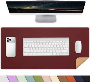 Leather Desk Pad Protector, 23.6" x 13.7", Red Leather Desk Pad Protector, 23.6" x 13.7", Red