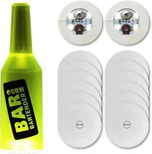 12Pcs LED Coaster, LED Sticker Lights, LED Bottle Lights Cup Holder Lights for Wine Liquor Bottle, Bottle Sparklers for Champagne, Party, Bar, Cold White 12Pcs LED Coaster, LED Sticker Lights, LED Bottle Lights Cup Holder Lights for Wine Liquor Bottle, Bottle Sparklers for Champagne, Party, Bar, Cold White