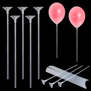 28 Pack Plastic Balloon Sticks with Cups, Clear Reusable Balloon Holders 28 Pack Plastic Balloon Sticks with Cups, Clear Reusable Balloon Holders