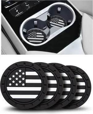 Car Cup Holder Coasters 4 Pack - American Flag 2.75 Inch Anti Slip Shockproof Drink Mat - Vehicle Interior Decor Accessories Black Car Cup Holder Coasters 4 Pack - American Flag 2.75 Inch Anti Slip Shockproof Drink Mat - Vehicle Interior Decor Accessories Black