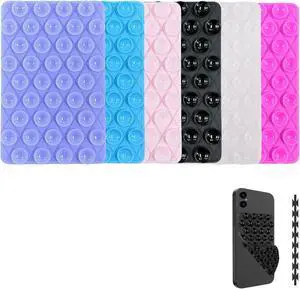 6 Pack Silicone Double-Sided Suction Cup Phone Case Detachable Mount, Hands-Free Strong Grip Holder Stand for Selfies and Videos (Rose+Black+Pink+Purple+Blue+Transparent) 6 Pack Silicone Double-Sided Suction Cup Phone Case Detachable Mount, Hands-Free Strong Grip Holder Stand for Selfies and Videos (Rose+Black+Pink+Purple+Blue+Transparent)