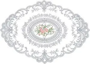 Placemat 12x16in Oval Lace Embroidered Retro Blue Gray Placemat 12x16in Oval Lace Embroidered Retro Blue Gray