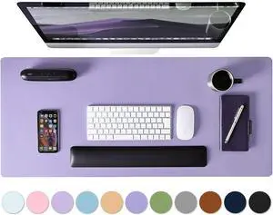 Leather Desk Pad Protector, Mouse Pad, Non-Slip Computer Mat for Desk, PU Leather Office Desk Mat for Home & Office, Waterproof Laptop Desk Blotter for Keyboard and Mouse, Taro Purple (13.7''X23.6'') Leather Desk Pad Protector, Mouse Pad, Non-Slip Computer Mat for Desk, PU Leather Office Desk Mat for Home & Office, Waterproof Laptop Desk Blotter for Keyboard and Mouse, Taro Purple (13.7''X23.6'')