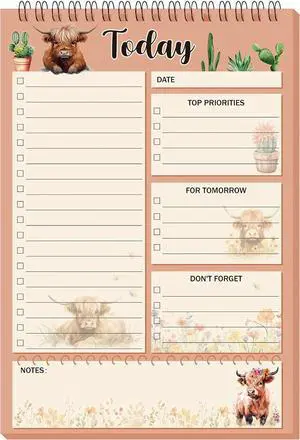 Highland Cow Gifts To Do List Notepad, Daily Planner, 50 Sheets Highland Cow Gifts To Do List Notepad, Daily Planner, 50 Sheets