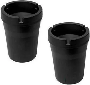 Small Bucket Ashtray, Pack of 2 - Black Plastic, Ideal for Outdoor or Car Vehicle Use Small Bucket Ashtray, Pack of 2 - Black Plastic, Ideal for Outdoor or Car Vehicle Use