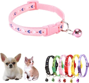 Pink Puppy Collar with Bells, Soft Nylon Cat Collars XXS Dog Collar Girl Buckle Heart Adjustable 19-32cm for XXSmall Xs Small Litter Tiny Pet Dogs Animal Pink Puppy Collar with Bells, Soft Nylon Cat Collars XXS Dog Collar Girl Buckle Heart Adjustable 19-32cm for XXSmall Xs Small Litter Tiny Pet Dogs Animal