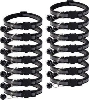 14 Pack Breakaway Cat Collar with Bell, Reflective Kitten Collar for Girl Boy Cats, Safety Buckle Adjustable 7.5-12.5 Inch, 0.4 Inch Width Lightweight, Pet Gifts (Black) 14 Pack Breakaway Cat Collar with Bell, Reflective Kitten Collar for Girl Boy Cats, Safety Buckle Adjustable 7.5-12.5 Inch, 0.4 Inch Width Lightweight, Pet Gifts (Black)
