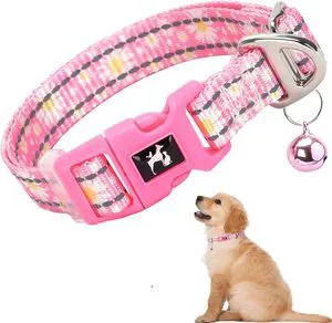 Puppy Collar with Bell,Pink Reflective Dog Collar for Small Dogs(Daisy S) | dog collar with bell,Reflective, Reflective, Adjustable & Lightweight for XS & S Dogs,Comfortable & Safe for Everyday Use Puppy Collar with Bell,Pink Reflective Dog Collar for Small Dogs(Daisy S) | dog collar with bell,Reflective, Reflective, Adjustable & Lightweight for XS & S Dogs,Comfortable & Safe for Everyday Use