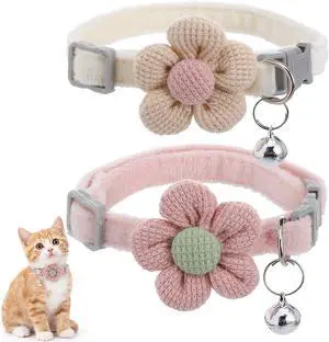 2PCS Small Dog Collar with Flower, Breakaway Cat Collars with Bells, Adjustable Pet Collar, Cute Flower Pet Collars for Cats, Dogs, Kittens and Puppies (Pink, White) 2PCS Small Dog Collar with Flower, Breakaway Cat Collars with Bells, Adjustable Pet Collar, Cute Flower Pet Collars for Cats, Dogs, Kittens and Puppies (Pink, White)