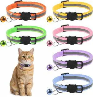 6 Pcs Kitten Collar with Bell, Reflective Cat Collar Breakaway Safety for Cats, Adjustable Nylon Pet Collar Mixed Colors 7.8-12.6 Inch 6 Pcs Kitten Collar with Bell, Reflective Cat Collar Breakaway Safety for Cats, Adjustable Nylon Pet Collar Mixed Colors 7.8-12.6 Inch