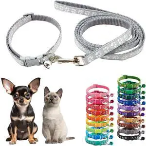 Kitten Collar and Leash Set with Bell,Gray Nylon Paw Cat Girl Female Cute Fancy for XXS XS Tiny Little Kitten Boys Pet,Neck 7-12 Inch Kitten Collar and Leash Set with Bell,Gray Nylon Paw Cat Girl Female Cute Fancy for XXS XS Tiny Little Kitten Boys Pet,Neck 7-12 Inch